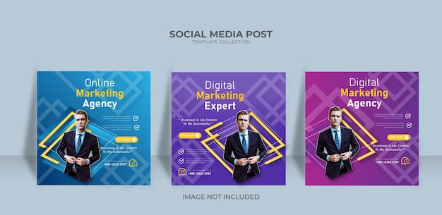 Vector business social media post online digital marketing webinar instagram banner template