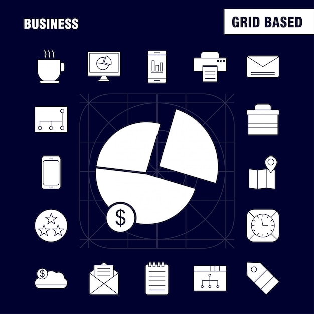 Business  solid glyph icons set for infographics