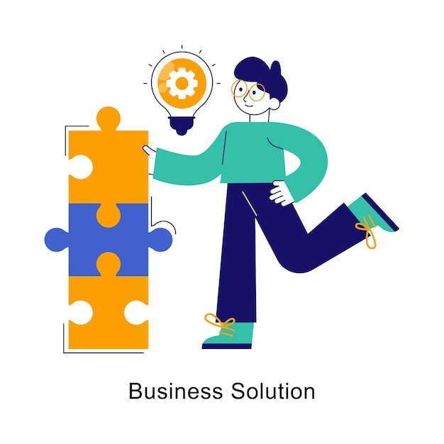 Business Solution abstract concept vector in a flat style stock illustration