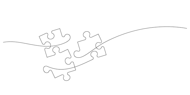 Business solution minimalist concept jigsaw puzzle in continuous line drawing