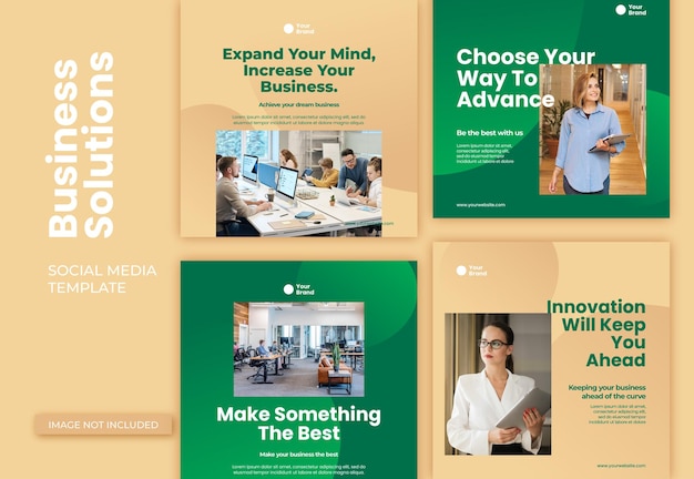 Business solutions social media and instagram post pack templates