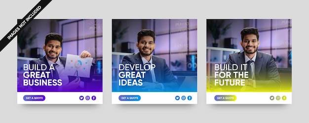 Vector business solutions social media post templates