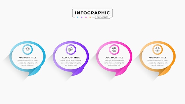 Business speech bubble infographic design template with 4 steps or options