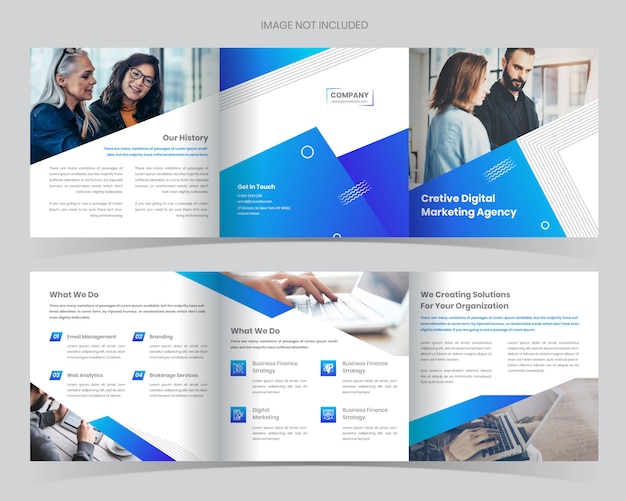 Vector business square trifold brochure template