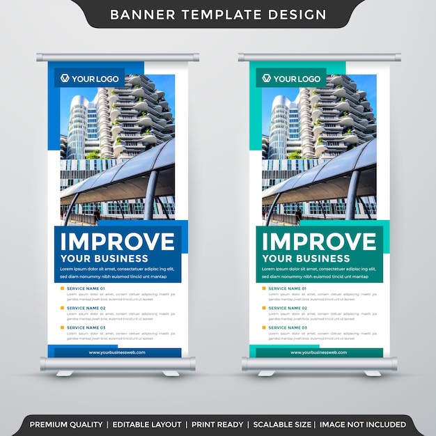 Business stand banner template design with minimalist and stand style