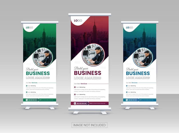 Business standee roll up banner design or pull up banner template