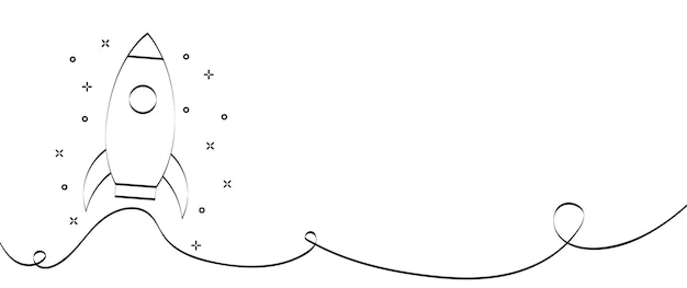 Illustrazione della linea di avvio dell'attività con un razzo volante