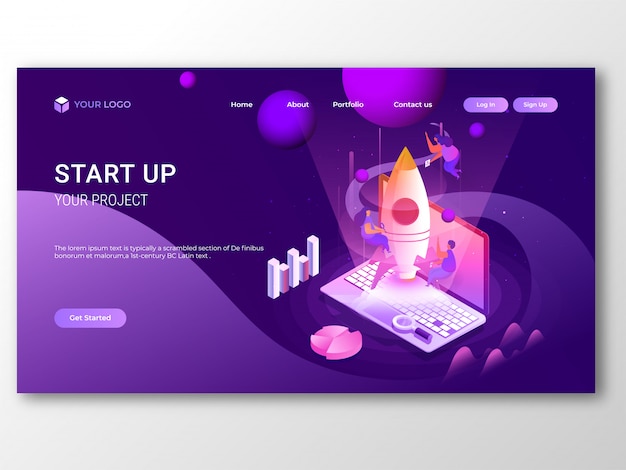 Business start up responsive landing page or banner design.