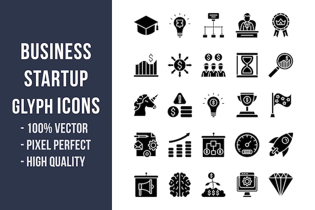 Business Startup Glyph Icons