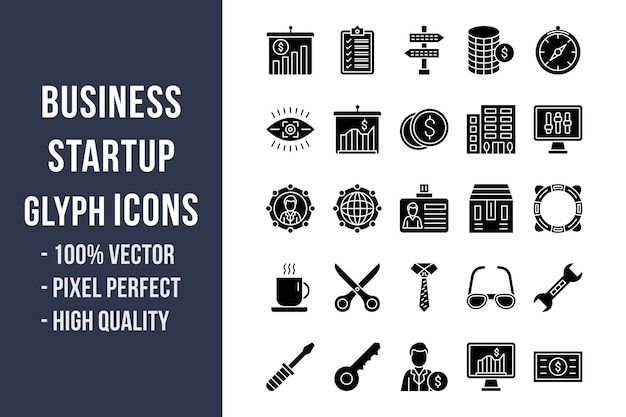 Business Startup Glyph Icons