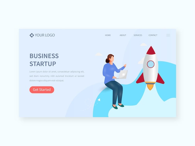 Business startup landing page or hero banner