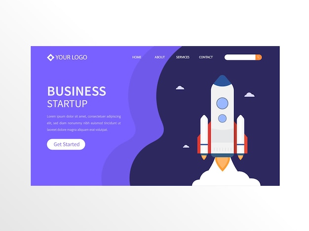 Vector business startup landing page or hero banner
