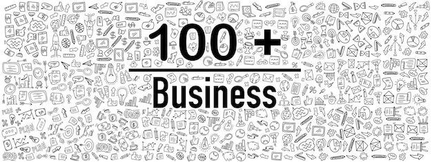 Business startup set with doodle line style vector