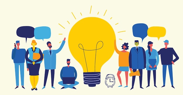 Business startup work moments flat banner New ideas search for investor increased profits Vector illustration of a business situation