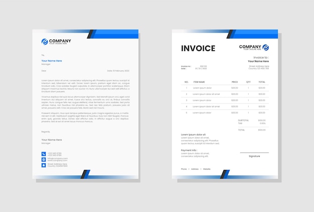 Business stationery letterhead and invoice template