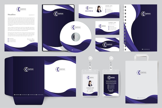 Vector business stationery with nave blue design