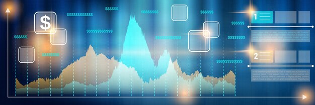 Business statistics, financial analytics, market trend analysis vector concept illustration