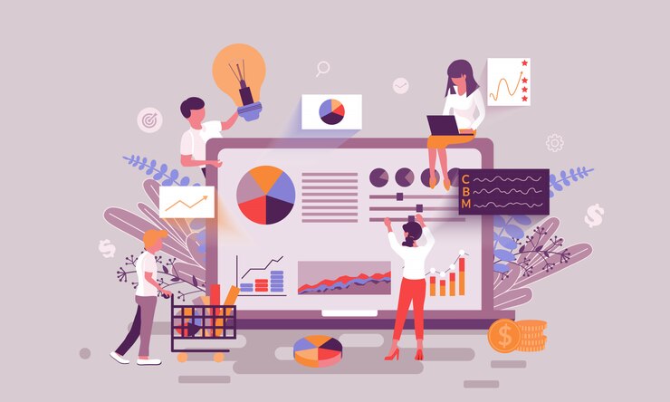 Vector business statistics illustration