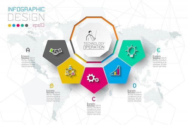 Business step options and abstract infographic