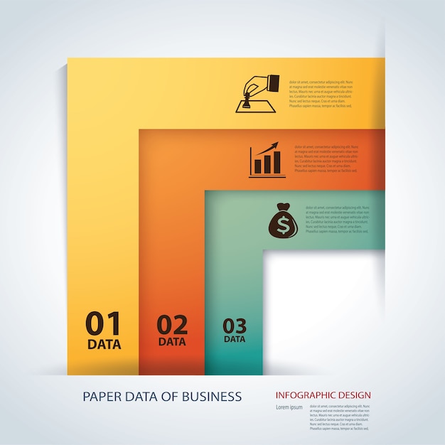 Vector business step paper lines and numbers design template