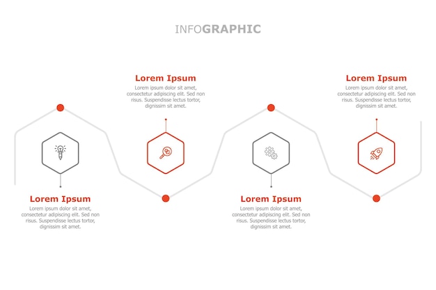 Business steps infographic flat hexagonal design elements