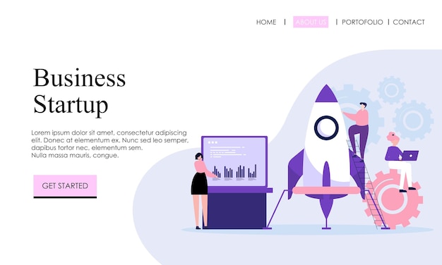 Vector business strartup abstract concept website web page landing page template