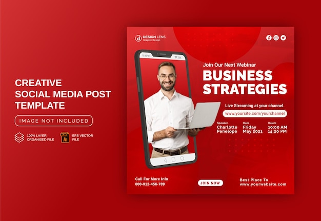business strategies expert instagram banner ad social media post template