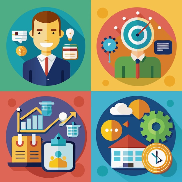 Business Strategy Concept Illustration with Icons