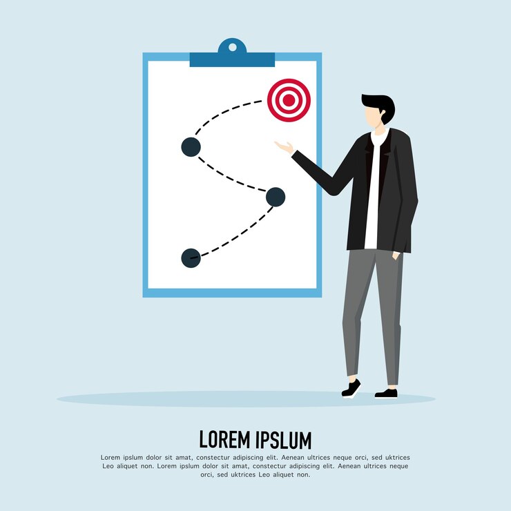 Vector business strategy concept, strategic planning for success. achieve business strategy goals for win