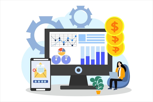 비즈니스 전략 평평한 일러스트레이션 디자인