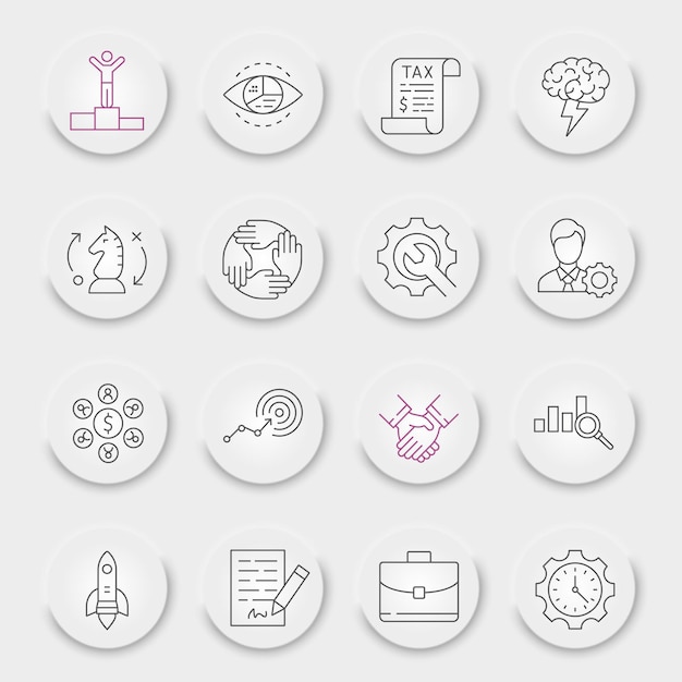 Business strategy line icon set