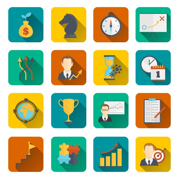 Vector business strategy planning icon flat