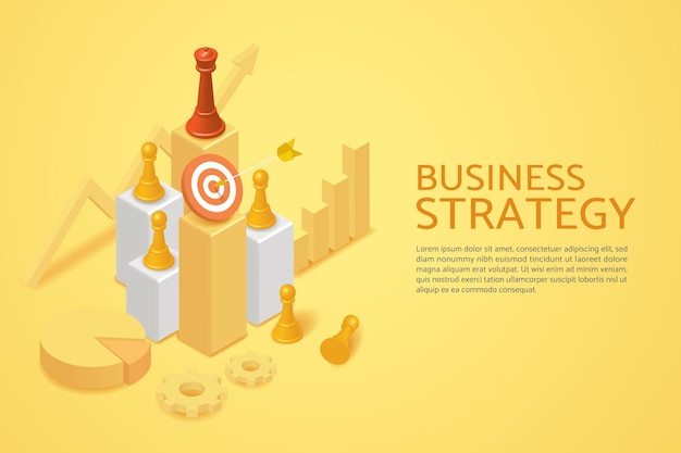 Vector business strategy planning and set goals