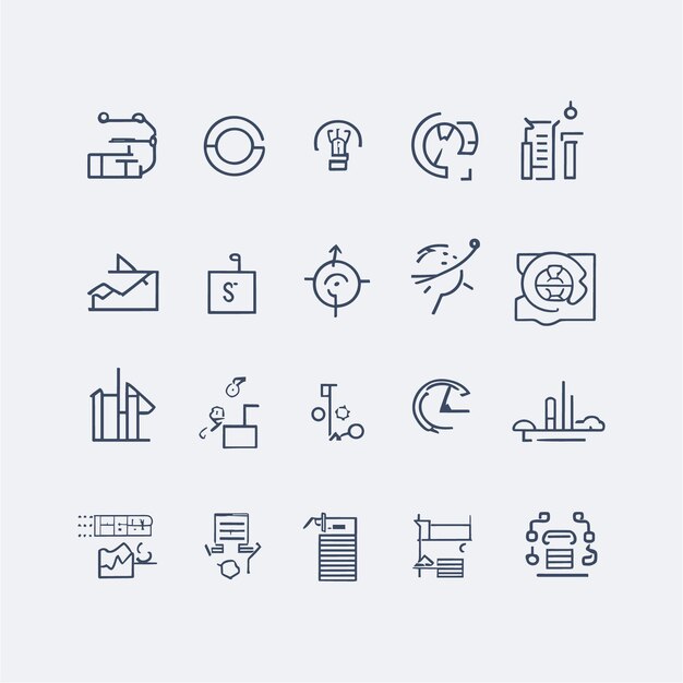 Business strategy simple minimal thin line icons