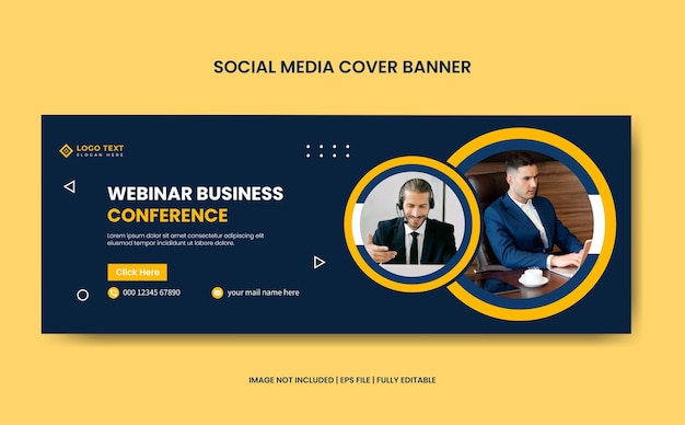 Business strategy social media cover template or corporate web banner template