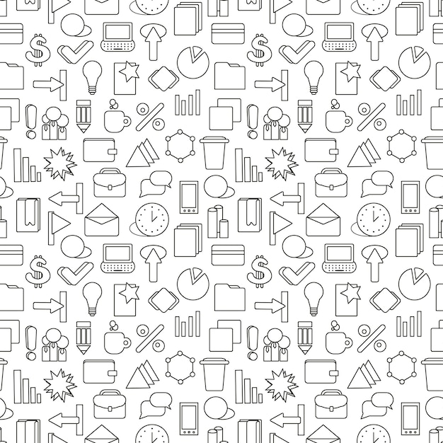 Vector business strategy wallpaper black and white marketing seamless pattern tiling textures with thin line web icons set vector illustration abstract background for mobile app website presentation