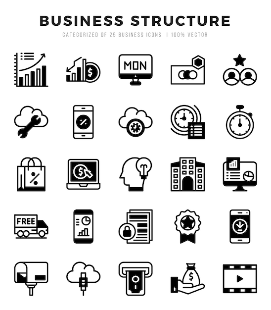 Business Structure icons set for website and mobile site and apps