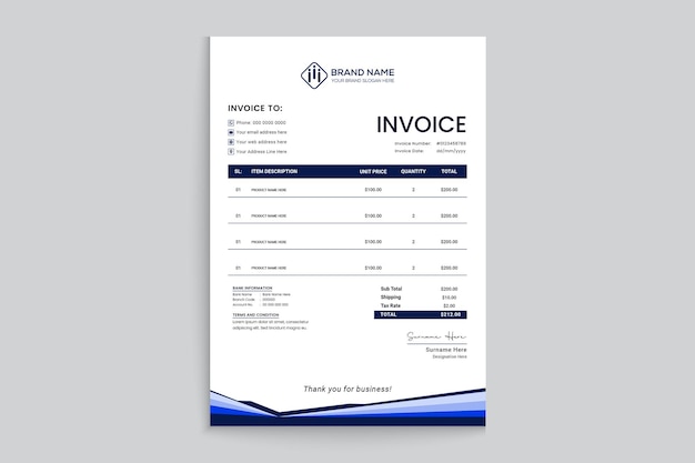 Business style invoice template