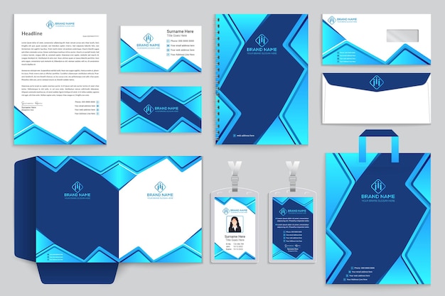 Business style stationery template with blue color