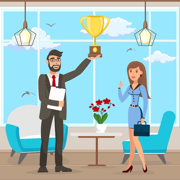 Business success achievement vector illustration