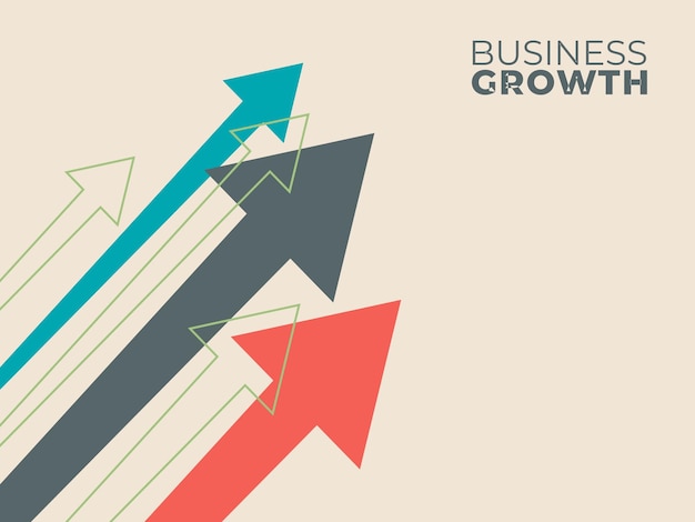 Vettore grafico di crescita del successo aziendale con freccia di direzione verso l'alto