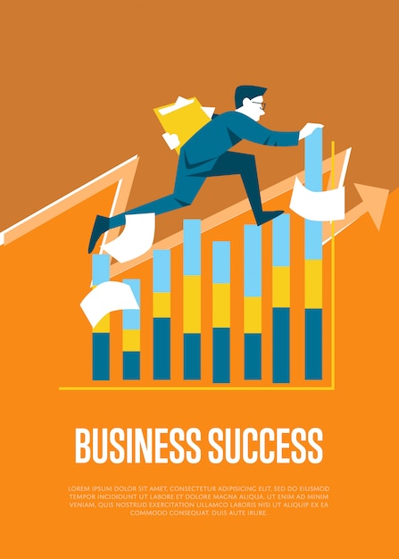 Vector business success illustration with businessman