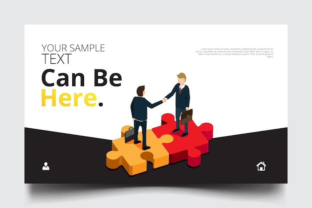 Business success isometric banner with copy space