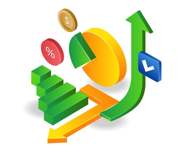 Business success pie chart analysis data arrow