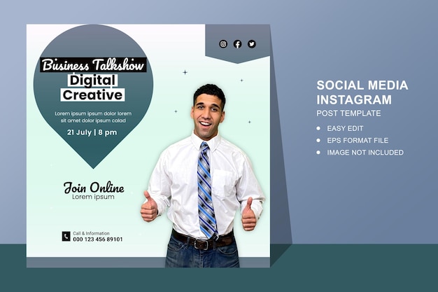 Vector business talkshow digital marketing online event social media poster or flyer template