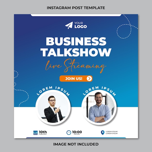 Business Talkshow webinar Instagram post and social media banner template