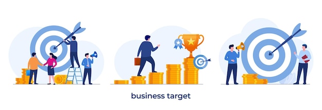 Vector business target concept business analyst and teamwork achievement planning and strategy dart flat illustration vector