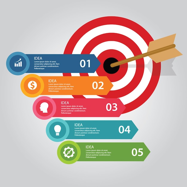 Business target infographic dart board arrow concept of goals achievement wereldkaart