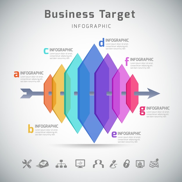 ベクトル プレゼンテーションテンプレートのビジネスターゲットインフォグラフィック