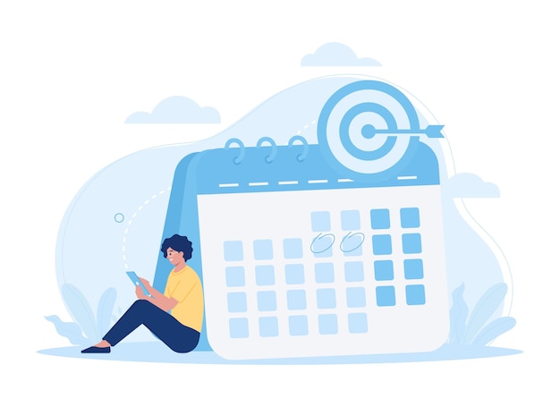 Business target with calendar trending concept flat illustration